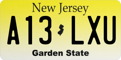 NJ license plate A13LXU