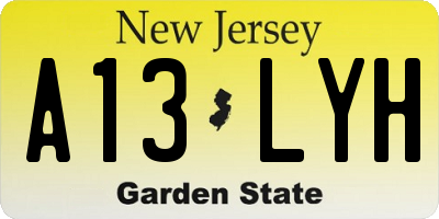 NJ license plate A13LYH