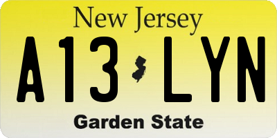 NJ license plate A13LYN