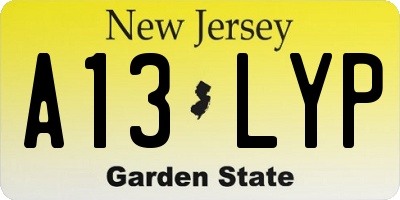 NJ license plate A13LYP