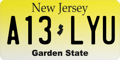 NJ license plate A13LYU