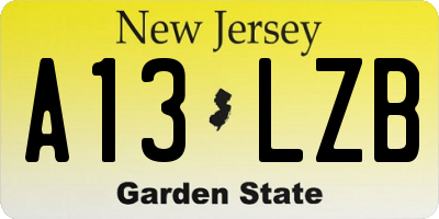 NJ license plate A13LZB