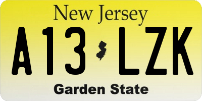 NJ license plate A13LZK
