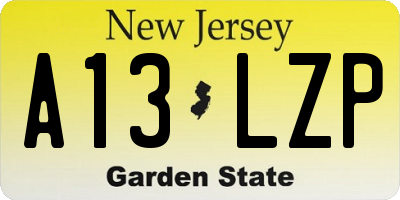 NJ license plate A13LZP