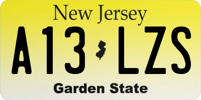 NJ license plate A13LZS