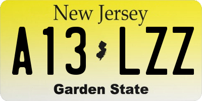 NJ license plate A13LZZ