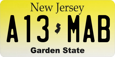 NJ license plate A13MAB