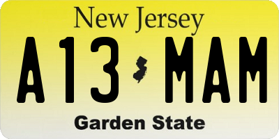 NJ license plate A13MAM
