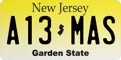 NJ license plate A13MAS
