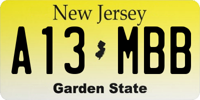 NJ license plate A13MBB