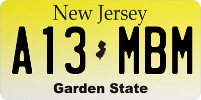NJ license plate A13MBM