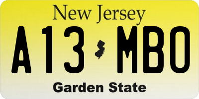 NJ license plate A13MBO