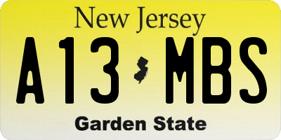 NJ license plate A13MBS