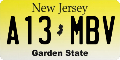 NJ license plate A13MBV
