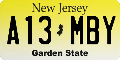 NJ license plate A13MBY