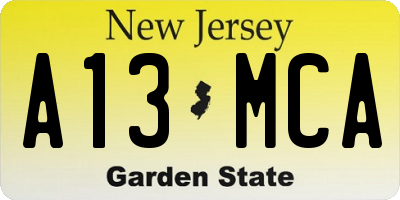 NJ license plate A13MCA