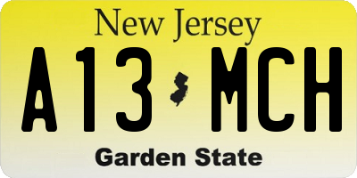 NJ license plate A13MCH