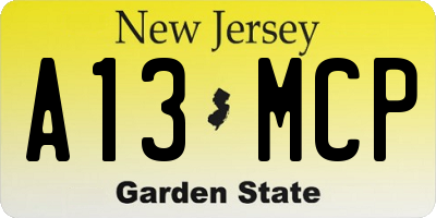 NJ license plate A13MCP