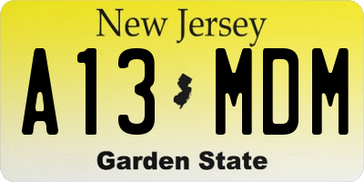NJ license plate A13MDM