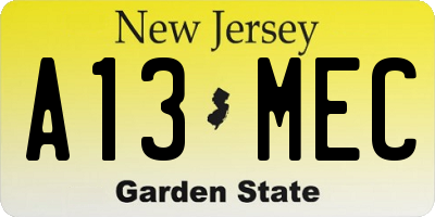 NJ license plate A13MEC