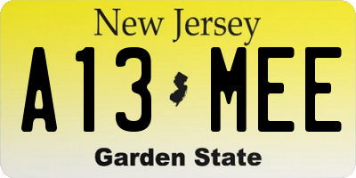 NJ license plate A13MEE
