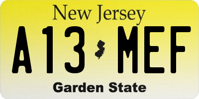 NJ license plate A13MEF