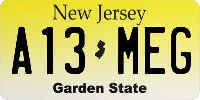 NJ license plate A13MEG