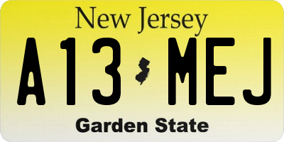 NJ license plate A13MEJ