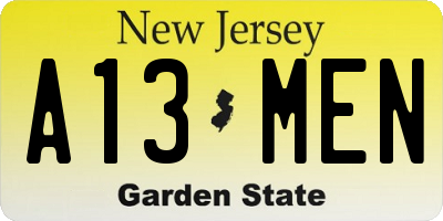 NJ license plate A13MEN