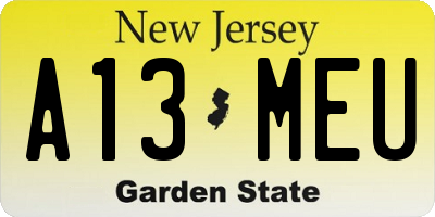 NJ license plate A13MEU