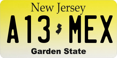 NJ license plate A13MEX