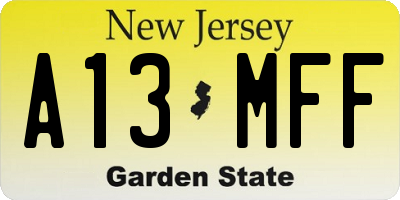 NJ license plate A13MFF