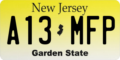 NJ license plate A13MFP