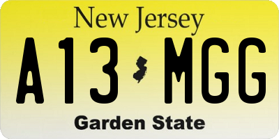 NJ license plate A13MGG