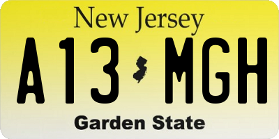 NJ license plate A13MGH
