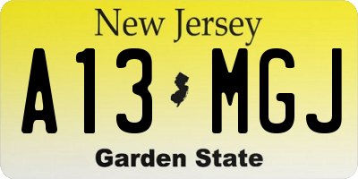 NJ license plate A13MGJ