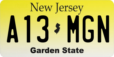 NJ license plate A13MGN