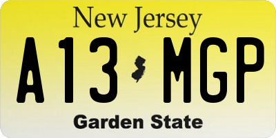 NJ license plate A13MGP