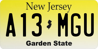 NJ license plate A13MGU