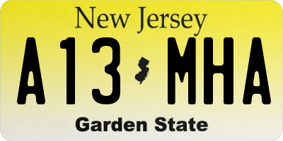 NJ license plate A13MHA