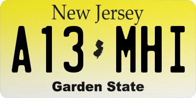 NJ license plate A13MHI