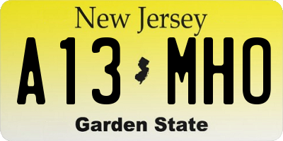 NJ license plate A13MHO