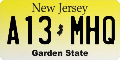 NJ license plate A13MHQ