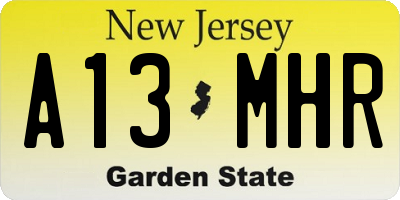 NJ license plate A13MHR