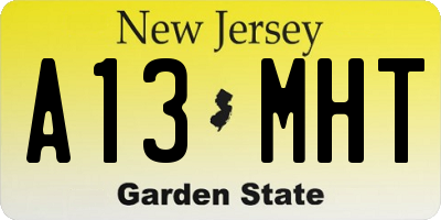 NJ license plate A13MHT