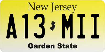 NJ license plate A13MII