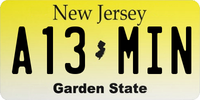 NJ license plate A13MIN