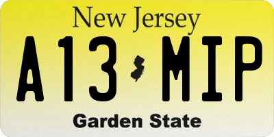 NJ license plate A13MIP