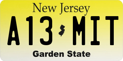 NJ license plate A13MIT