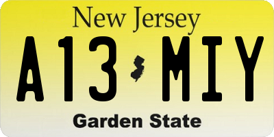 NJ license plate A13MIY